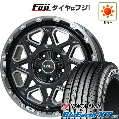 【新品国産車用5穴114.3】 夏タイヤ ホイール4本セット 215/60R17 ヨコハマ ブルーアース XT AE61 レアマイスター LMG モンタグナ(ブラックポリッシュ/ブラッククリア) 7.5J 17インチ(送料無料)