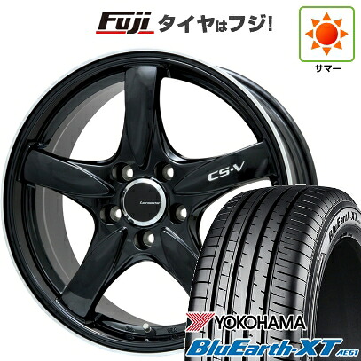 【新品国産車用5穴114.3】 夏タイヤ ホイール4本セット 215/60R17 ヨコハマ ブルーアース XT AE61 レアマイスター CS-V(グロスブラック/リムポリッシュ) 7.5J 17インチ(送料無料)