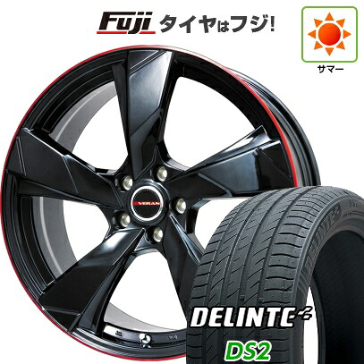 【新品国産車用5穴114.3】 夏タイヤ ホイール4本セット 245/40R19 デリンテ DS2(限定) プレミックス ヴェランV(グロスブラック/レッドリム) 8J 19インチ(送料無料)