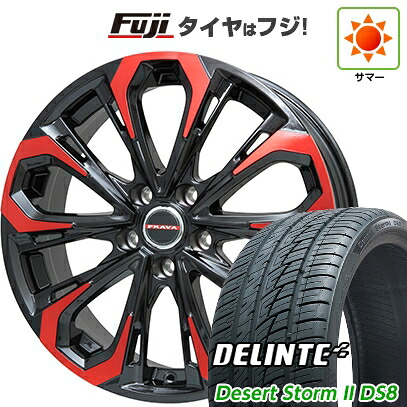 【新品国産車用5穴114.3】 夏タイヤ ホイール4本セット 225/35R20 デリンテ デザートストームII DS8(限定) ビッグウエイ レイシーン プラバ5X(レッドクリア) 8.5J 20インチ(送料無料)