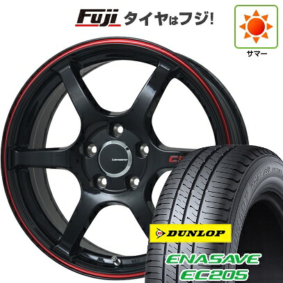 【新品】ライズ/ロッキー（ハイブリッド） 夏タイヤ ホイール4本セット 195/60R17 ダンロップ エナセーブ EC205 レアマイスター CS-V6(グロスブラック/レッドライン) 7J 17インチ(送料無料)