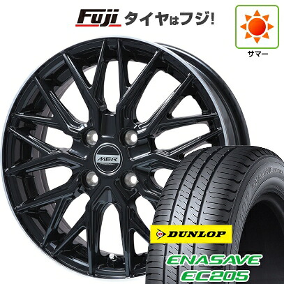 【新品国産車用5穴114.3】 夏タイヤ ホイール4本セット 205/60R16 ダンロップ エナセーブ EC205 プレミックス MER XMESH グロスブラック/リムポリッシュ 6.5J 16インチ(送料無料)|フジコーポレーション