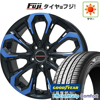 【新品国産車用5穴114.3】 夏タイヤ ホイール4本セット 215/45R18 グッドイヤー エフィシェントグリップ コンフォート(限定) ビッグウエイ レイシーン プラバ5X(ブルークリア) 7J 18インチ(送料無料)