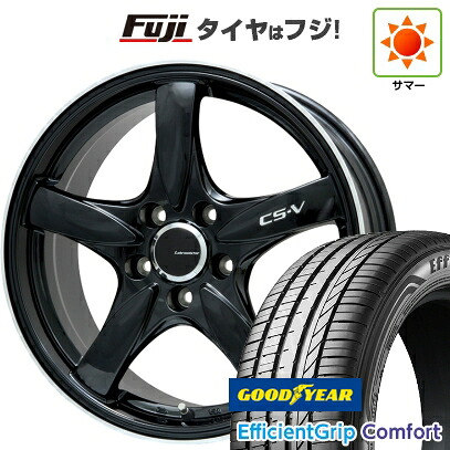 【新品国産車用5穴114.3】 夏タイヤ ホイール4本セット 215/45R18 グッドイヤー エフィシェントグリップ コンフォート(限定) レアマイスター CS-V(グロスブラック/リムポリッシュ) 7.5J 18インチ(送料無料)