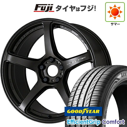 【新品国産車用5穴114.3】 夏タイヤ ホイール4本セット 215/45R18 グッドイヤー エフィシェントグリップ コンフォート(限定) WORK ワーク エモーション T5R 7.5J 18インチ(送料無料)|フジコーポレーション