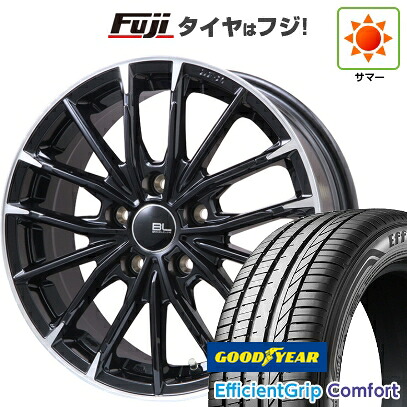 【新品国産車用5穴114.3】 夏タイヤ ホイール4本セット 215/45R18 グッドイヤー エフィシェントグリップ コンフォート(限定) ブランドルライン DF-10M グロスブラック/カットスポーク 7.5J 18インチ(送料無料)