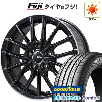 【新品国産車用5穴114.3】 夏タイヤ ホイール4本セット 215/45R18 グッドイヤー エフィシェントグリップ コンフォート(限定) ブランドルライン DF-10M グロスブラック/リムポリッシュ 7.5J 18インチ(送料無料)
