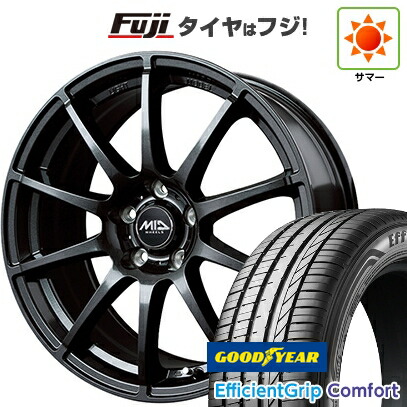 【新品国産車用5穴114.3】 夏タイヤ ホイール4本セット 215/45R18 グッドイヤー エフィシェントグリップ コンフォート(限定) MID WHEELS スタッグ ストロングガンメタ 8J 18インチ(送料無料)