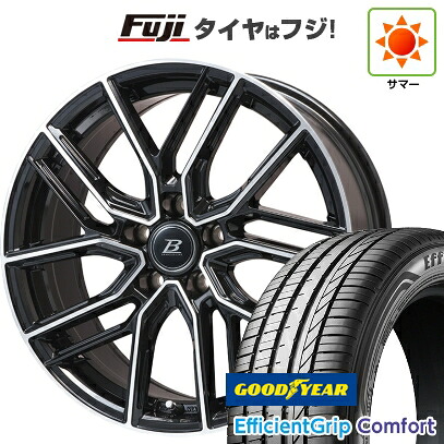【新品国産車用5穴114.3】 夏タイヤ ホイール4本セット 215/45R18 グッドイヤー エフィシェントグリップ コンフォート(限定) ブランドルライン ヴァレーゼ ブラックポリッシュ 7.5J 18インチ(送料無料)