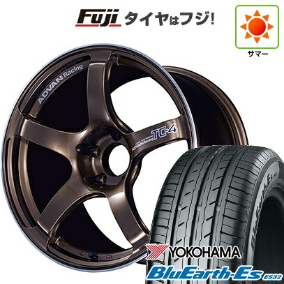 【新品国産車用5穴100】 夏タイヤ ホイール4本セット 225/55R18 ヨコハマ ブルーアース ES32 ヨコハマ アドバンレーシング TC-4 8J 18インチ(送料無料)