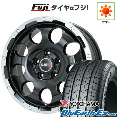 【新品国産車用5穴114.3】 夏タイヤ ホイール4本セット 215/60R17 ヨコハマ ブルーアース ES32 レアマイスター LMG CS-9 ブラック/ブラッククリアリム 7.5J 17インチ(送料無料)