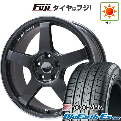【新品国産車用5穴114.3】 夏タイヤ ホイール4本セット 225/40R18 ヨコハマ ブルーアース ES32 レアマイスター LMスポーツ LM-05R(ガンメタ/リムポリッシュ) 8.5J 18インチ(送料無料)｜フジコーポレーション