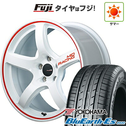 【新品国産車用5穴114.3】 夏タイヤ ホイール4本セット 215/55R17 ヨコハマ ブルーアース ES32 MID WHEELS MID RACING R50 7J 17インチ(送料無料)