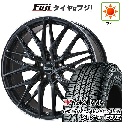 【新品国産車用5穴114.3】 夏タイヤ ホイール4本セット 225/65R17 ヨコハマ ジオランダー A/T G015 OWL/RBL プレミックス MER XMESH グロスブラック/リムポリッシュ 7J 17インチ(送料無料)