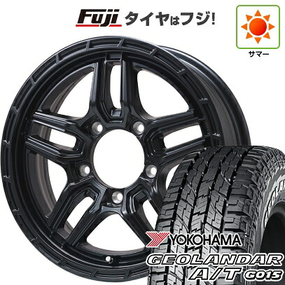 【新品】ジムニー 夏タイヤ ホイール4本セット 185/85R16 ヨコハマ ジオランダー A/T G015 WL/RBL レアマイスター LMG ベレッタ(マットブラック) 5.5J 16インチ(送料無料)｜フジコーポレーション