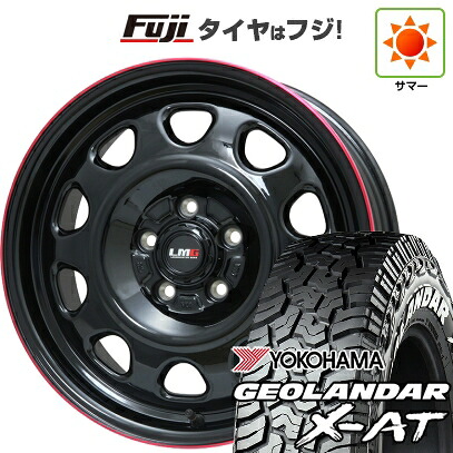 【新品】デリカD5 夏タイヤ ホイール4本セット 225/70R16 ヨコハマ ジオランダー X-AT G016 WL レアマイスター LMG OFF-STYLE(グロスブラック/レッドリム) 7J 16インチ(送料無料)