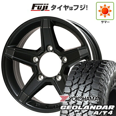 【新品】ジムニー 夏タイヤ ホイール4本セット 175/80R16 ヨコハマ ジオランダー A/T4 G018 WL/RBL プレミックス エステラ(マットブラック/リムポリッシュ) 5.5J 16インチ(送料無料)