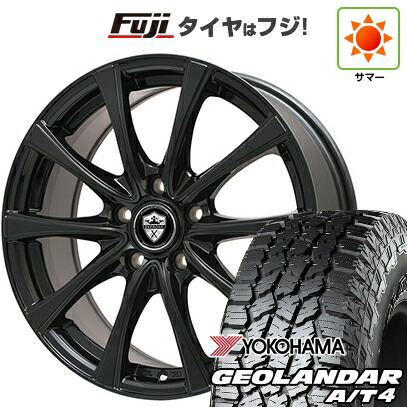 【新品国産車用5穴100】 夏タイヤ ホイール4本セット 225/55R18 ヨコハマ ジオランダー A/T4 G018 RBL エルベ エステローザ FSV グロスブラック 7.5J 18インチ(送料無料)
