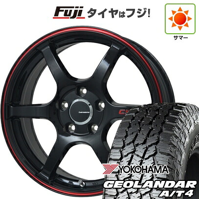 【新品国産車用5穴100】 夏タイヤ ホイール4本セット 225/60R17 ヨコハマ ジオランダー A/T4 G018 RBL レアマイスター CS-V6(グロスブラック/レッドライン) 7J 17インチ(送料無料)