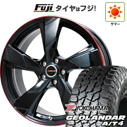 【新品国産車用5穴114.3】 夏タイヤ ホイール4本セット 225/60R17 ヨコハマ ジオランダー A/T4 G018 RBL プレミックス ヴェランV(グロスブラック/レッドリム) 7J 17インチ(送料無料)
