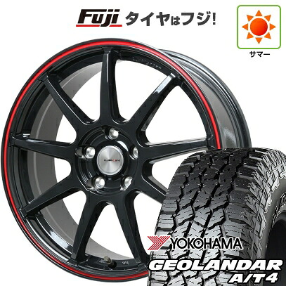 【新品国産車用5穴114.3】 夏タイヤ ホイール4本セット 225/60R18 ヨコハマ ジオランダー A/T4 G018 RBL レアマイスター LMスポーツ LM-QR グロスブラック/レッドライン 7.5J 18インチ(送料無料)