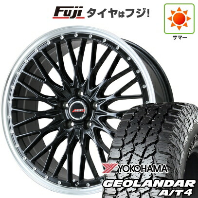 【新品国産車用5穴114.3】 夏タイヤ ホイール4本セット 215/60R17 ヨコハマ ジオランダー A/T4 G018 RBL プレミックス MER PROMESH グロスブラック/リムポリッシュ 7J 17インチ(送料無料)|フジコーポレーション
