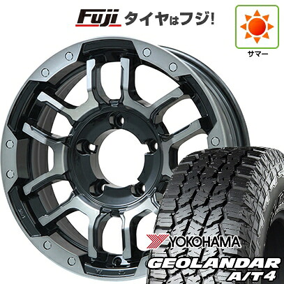 【新品】ジムニー 夏タイヤ ホイール4本セット 175/80R16 ヨコハマ ジオランダー A/T4 G018 WL/RBL ビッグウエイ B-LUGNAS FRD(ブラックポリッシュ/ブラッククリア) 5.5J 16インチ(送料無料)