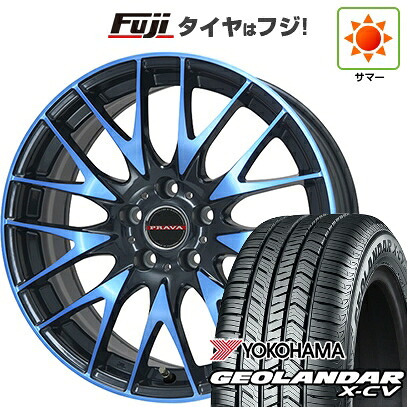 【新品国産車用5穴114.3】 夏タイヤ ホイール4本セット 245/45R20 ヨコハマ ジオランダー X-CV G057 ビッグウエイ レイシーン プラバ9M(ブルークリア) 8.5J 20インチ(送料無料)