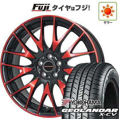 【新品国産車用5穴114.3】 夏タイヤ ホイール4本セット 245/45R20 ヨコハマ ジオランダー X-CV G057 ビッグウエイ レイシーン プラバ9M(レッドクリア) 8.5J 20インチ(送料無料)