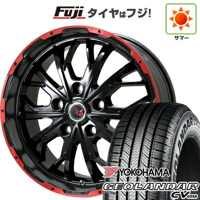 【新品国産車用5穴114.3】 夏タイヤ ホイール4本セット 225/60R17 99 V ヨコハマ ジオランダー CV G058 レアマイスター LMG ヴァスティア(グロスブラック/レッドリム) 8J 17インチ(送料無料)