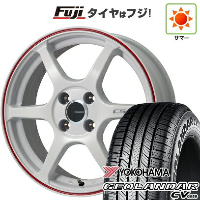 【新品国産車用5穴114.3】 夏タイヤ ホイール4本セット 215/60R17 ヨコハマ ジオランダー CV G058 レアマイスター CS-V6(ホワイト/レッドライン) 7J 17インチ(送料無料)