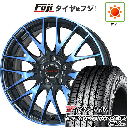 【新品国産車用5穴114.3】 夏タイヤ ホイール4本セット 235/60R18 ヨコハマ ジオランダー CV G058 ビッグウエイ レイシーン プラバ9M(ブルークリア) 7.5J 18インチ(送料無料)