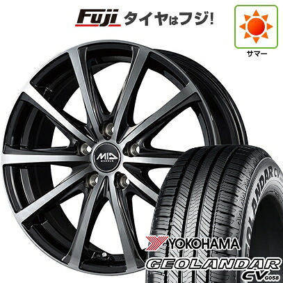 【新品国産車用5穴114.3】 夏タイヤ ホイール4本セット 215/65R16 ヨコハマ ジオランダー CV G058 MID WHEELS V25 ブラックポリッシュ 6.5J 16インチ(送料無料)｜フジコーポレーション