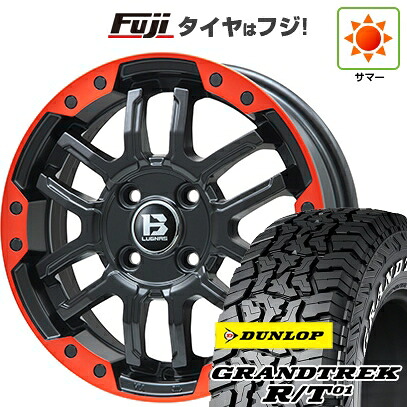 【新品】デリカD5 夏タイヤ ホイール4本セット 235/70R16 ダンロップ グラントレック R/T01 RWL/RBL ビッグウエイ B-LUGNAS FRD(マットブラック/レッドリム) 6.5J 16インチ(送料無料)