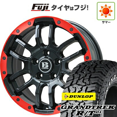 【新品国産車用5穴114.3】 夏タイヤ ホイール4本セット 225/65R17 ダンロップ グラントレック R/T01 RWL/RBL ビッグウエイ B-LUGNAS FRD(マットブラック/レッドリム) 7J 17インチ(送料無料)