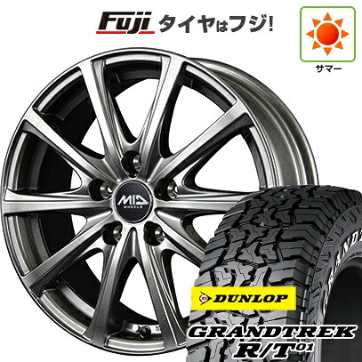 【新品国産車用5穴114.3】 夏タイヤ ホイール4本セット 225/65R17 ダンロップ グラントレック R/T01 RWL/RBL MID WHEELS V25 メタリックグレー 7J 17インチ(送料無料)|フジコーポレーション