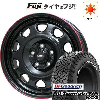 【新品】デリカD5 夏タイヤ ホイール4本セット 225/70R16 BFグッドリッチ オールテレーンT/A KO3 RWL レアマイスター LMG OFF-STYLE(グロスブラック/レッドリム) 7J 16インチ(送料無料)