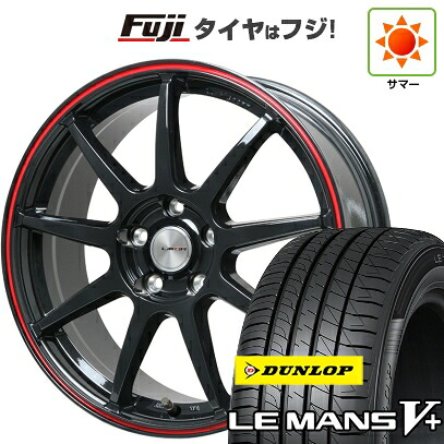 【新品国産車用5穴114.3】 夏タイヤ ホイール4本セット 205/55R16 ダンロップ ルマン V+(ファイブプラス) レアマイスター LMスポーツ LM-QR グロスブラック/レッドライン 7J 16インチ(送料無料) 69,135円