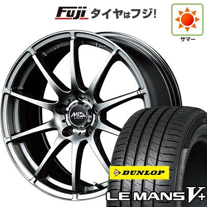 【新品国産車用5穴114.3】 夏タイヤ ホイール4本セット 215/45R18 ダンロップ ルマン V+(ファイブプラス) MID WHEELS スタッグ メタリックグレー 8J 18インチ(送料無料)
