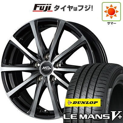 【新品】フリード 5穴/114 夏タイヤ ホイール4本セット 185/65R15 ダンロップ ルマン V+(ファイブプラス) MID WHEELS V25 ブラックポリッシュ 6J 15インチ(送料無料)|フジコーポレーション