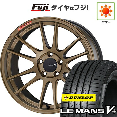 【新品国産車用5穴114.3】 夏タイヤ ホイール4本セット 225/40R18 ダンロップ ルマン V+(ファイブプラス) ENKEI エンケイ Racing Revolution GTC01 RR チタニウムゴールド 9J 18インチ(送料無料)|フジコーポレーション