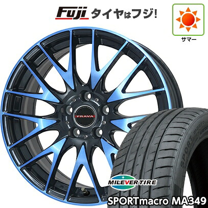 【新品国産車用5穴114.3】 夏タイヤ ホイール4本セット 225/45R19 ミレバー スポーツマクロ MA349（限定） ビッグウエイ レイシーン プラバ9M(ブルークリア) 8J 19インチ(送料無料) 65,340円