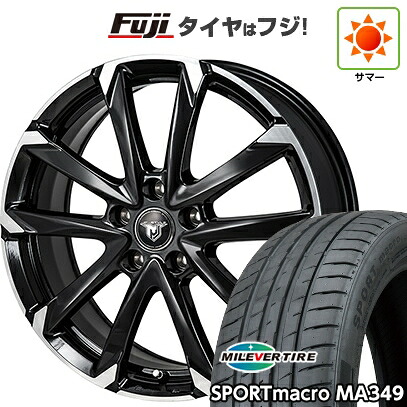【新品国産車用5穴114.3】 夏タイヤ ホイール4本セット 215/45R18 ミレバー スポーツマクロ MA349（限定） モンツァ JPスタイル MJ-V 7.5J 18インチ(送料無料)