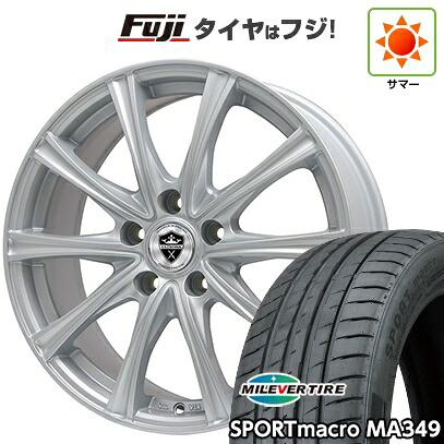 【新品国産車用5穴114.3】 夏タイヤ ホイール4本セット 205/55R17 ミレバー スポーツマクロ MA349（限定） エルベ エステローザ MZV シルバー トヨタ車専用 6.5J 17インチ(送料無料)