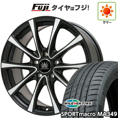 【新品国産車用5穴114.3】 夏タイヤ ホイール4本セット 205/55R17 ミレバー スポーツマクロ MA349（限定） プレミックス アマルフィV Jr(ブラックポリッシュ) トヨタ専用 6.5J 17インチ(送料無料)