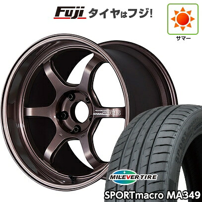 【新品国産車用5穴114.3】 夏タイヤ ホイール4本セット 225/40R18 ミレバー スポーツマクロ MA349（限定） ヨコハマ アドバンレーシング R6 8J 18インチ(送料無料)｜フジコーポレーション