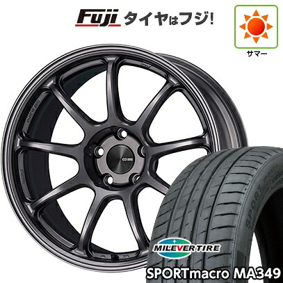 【新品国産車用5穴100】 夏タイヤ ホイール4本セット 225/40R18 ミレバー スポーツマクロ MA349(限定) ENKEI エンケイ PerformanceLine PF09 8.5J 18インチ(送料無料)