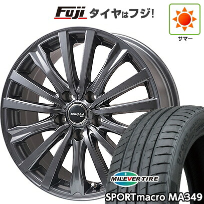 【新品】フリード クロスター 夏タイヤ ホイール4本セット 205/45R17 ミレバー スポーツマクロ MA349(限定) トピー シビラ NEXT W-5 ディープグレー【限定】 7J 17インチ(送料無料)