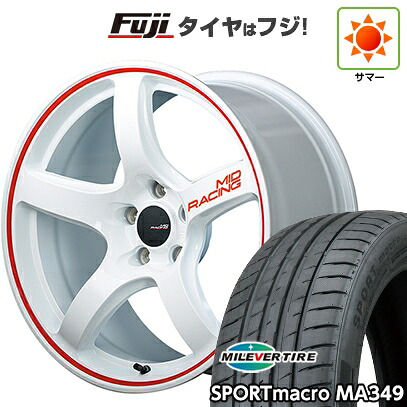 【新品国産車用5穴114.3】 夏タイヤ ホイール4本セット 215/50R17 ミレバー スポーツマクロ MA349（限定） MID WHEELS MID RACING R50 7J 17インチ(送料無料)