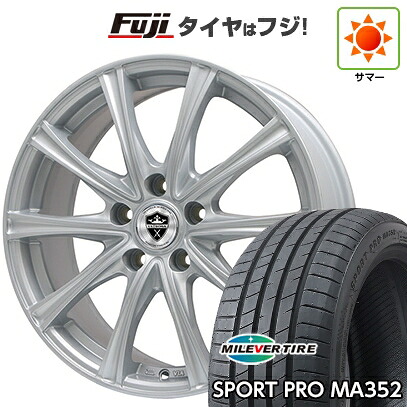 【新品国産車用5穴100】 夏タイヤ ホイール4本セット 215/45R17 ミレバー スポーツプロ MA352(限定) エルベ エステローザ MZV シルバー 7J 17インチ(送料無料)｜フジコーポレーション